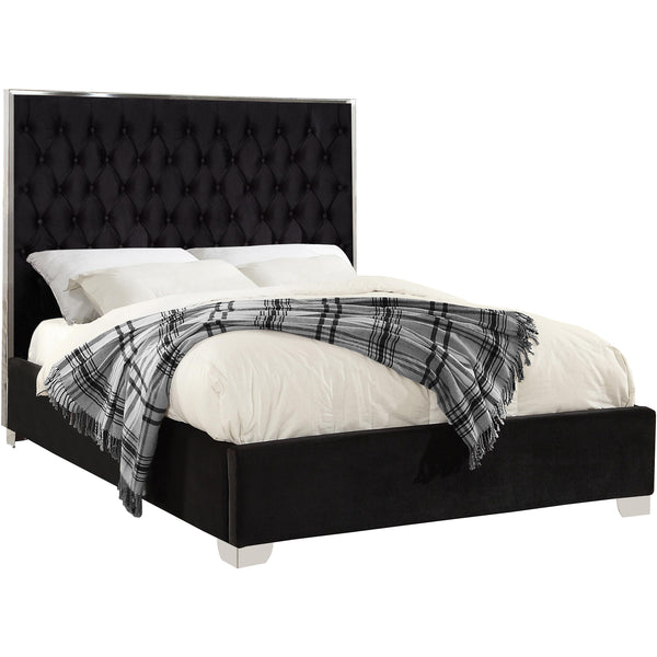 Meridian Lexi Black Velvet Queen Bed IMAGE 1