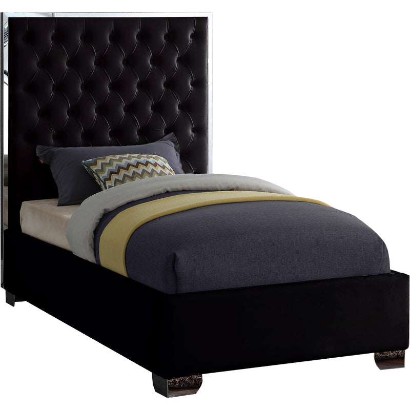 Meridian Lexi Black Velvet Twin Bed IMAGE 1