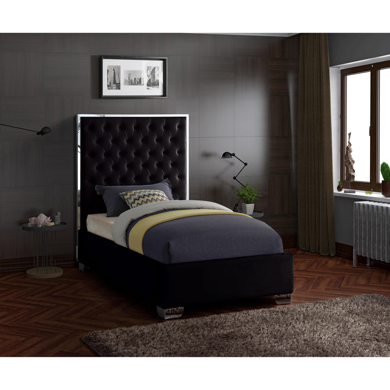 Meridian Lexi Black Velvet Twin Bed IMAGE 2