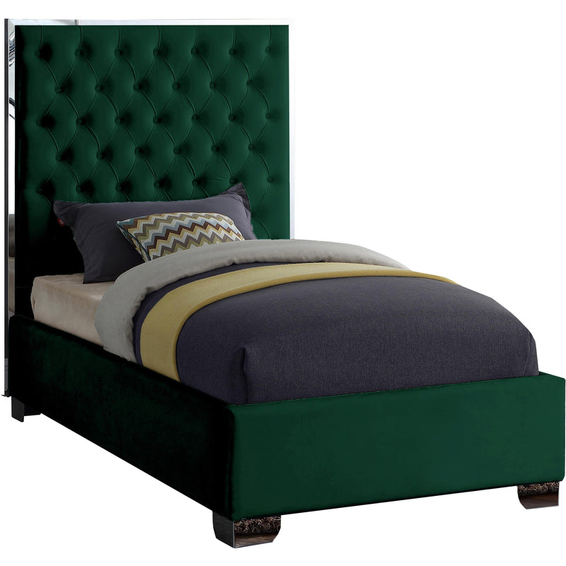 Meridian Lexi Green Velvet Twin Bed IMAGE 1