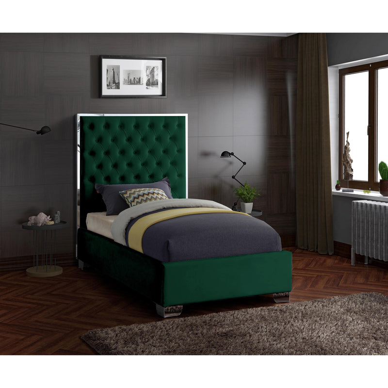 Meridian Lexi Green Velvet Twin Bed IMAGE 2