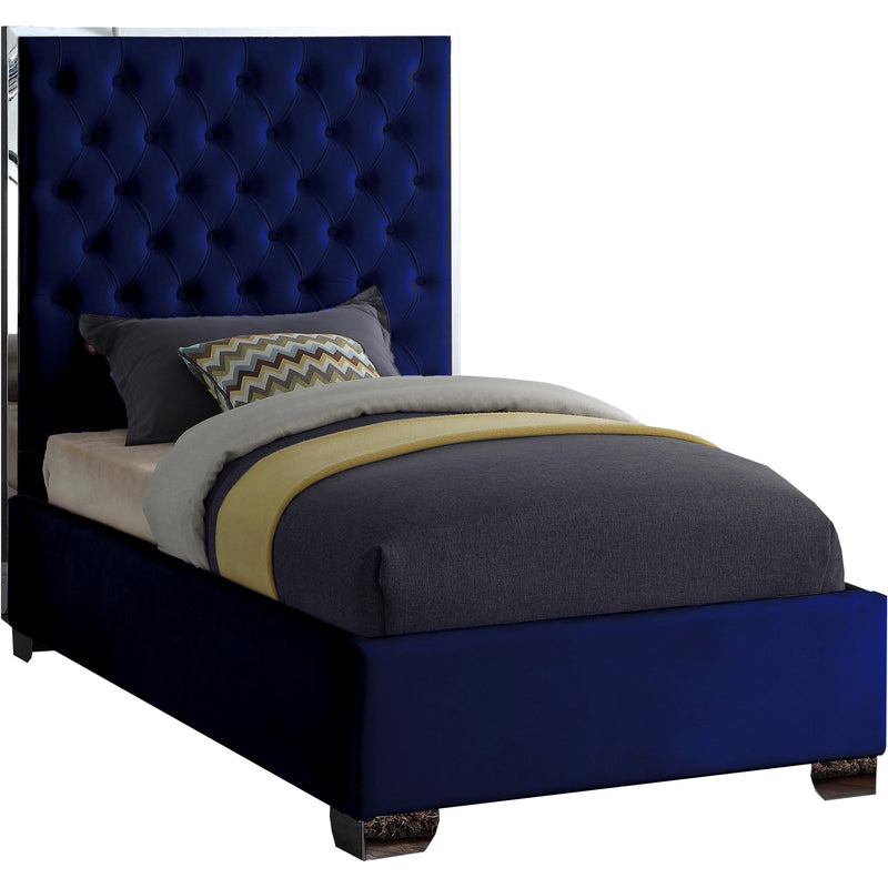 Meridian Lexi Navy Velvet Twin Bed IMAGE 1