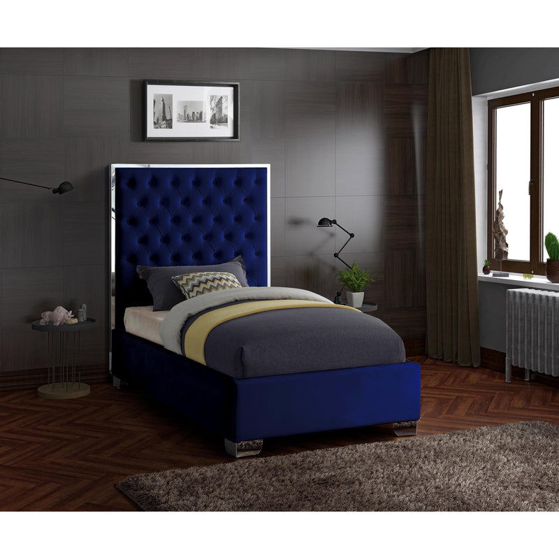 Meridian Lexi Navy Velvet Twin Bed IMAGE 2