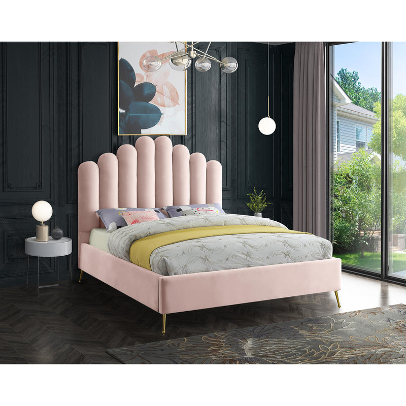 Meridian Lily Pink Velvet Full Bed IMAGE 4