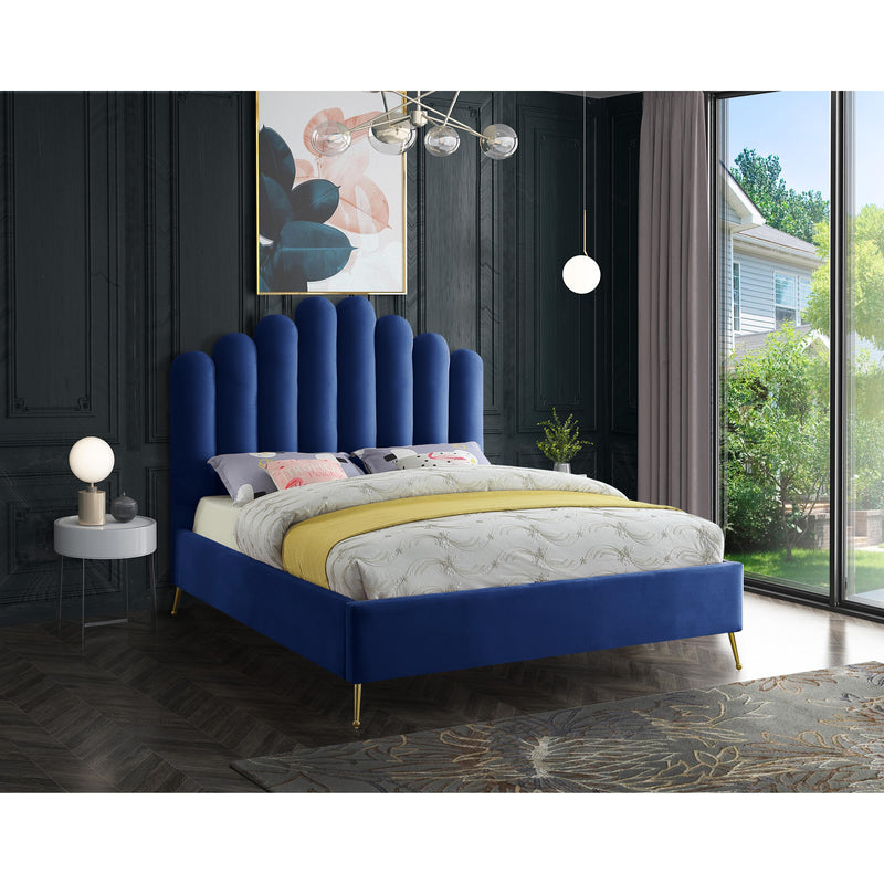 Meridian Lily Navy Velvet King Bed IMAGE 4