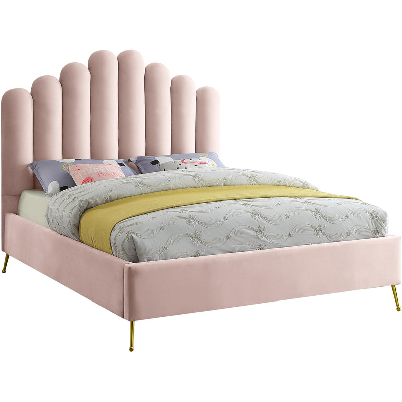 Meridian Lily Pink Velvet King Bed IMAGE 1