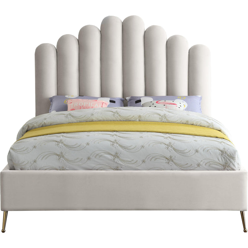 Meridian Lily Cream Velvet Queen Bed IMAGE 2