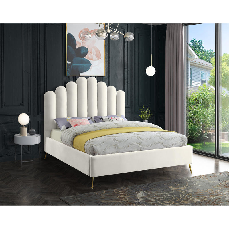 Meridian Lily Cream Velvet Queen Bed IMAGE 4