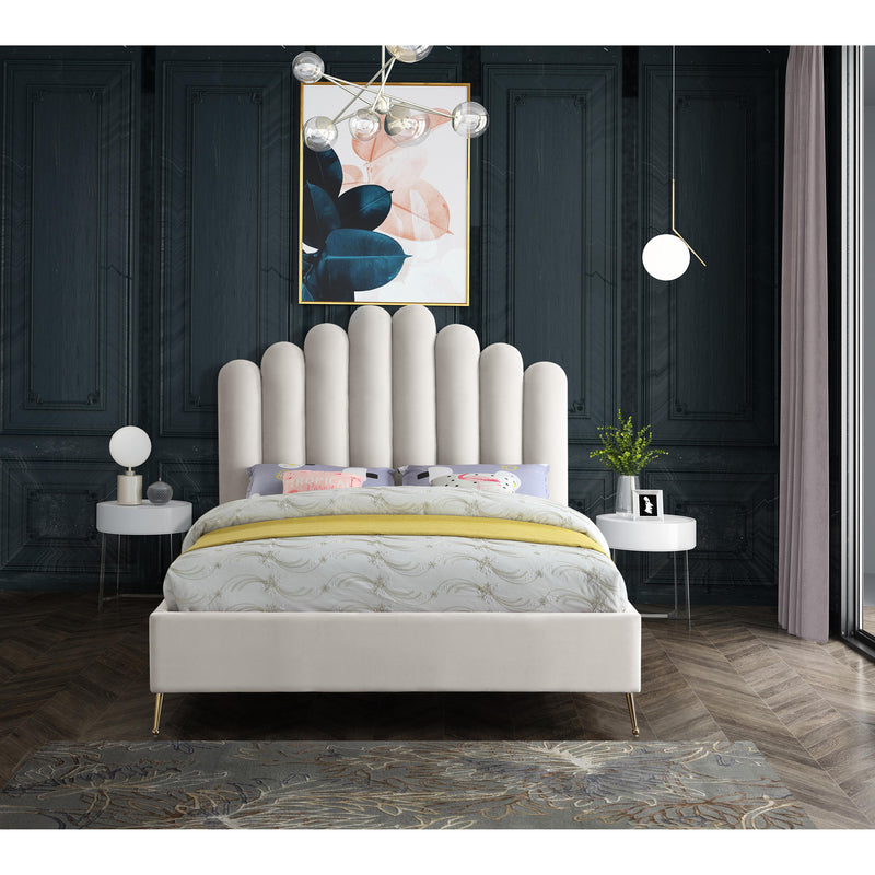 Meridian Lily Cream Velvet Queen Bed IMAGE 5