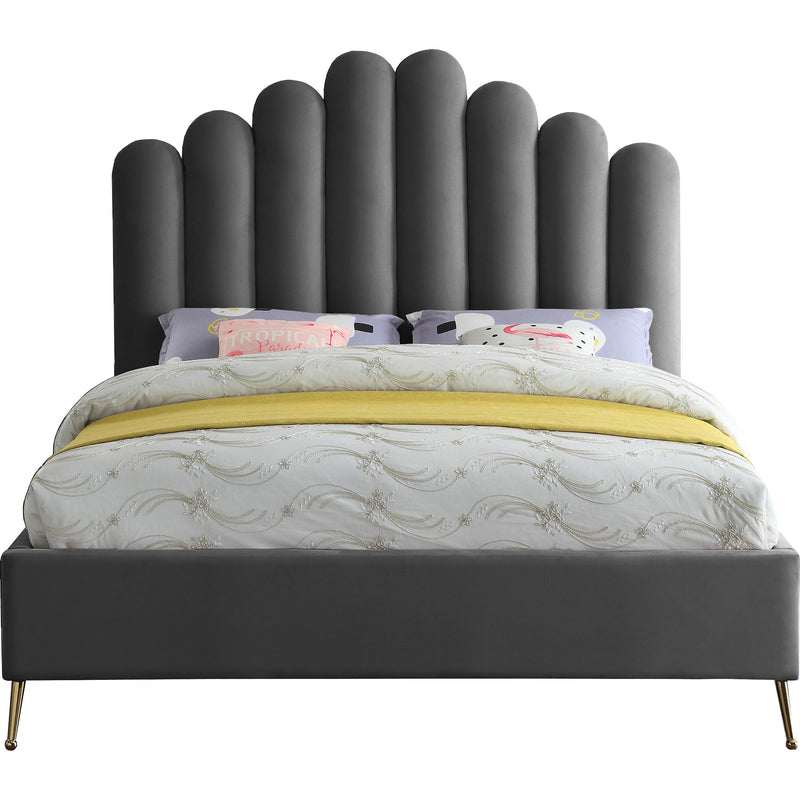 Meridian Lily Grey Velvet Queen Bed IMAGE 2