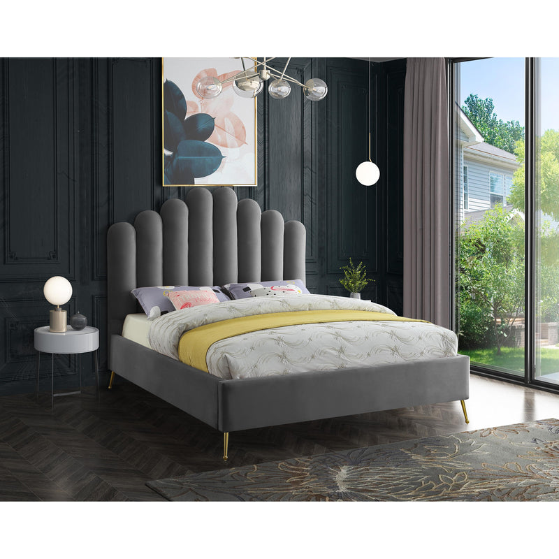 Meridian Lily Grey Velvet Queen Bed IMAGE 4