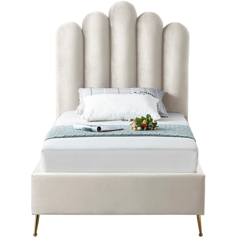 Meridian Lily Cream Velvet Twin Bed IMAGE 2