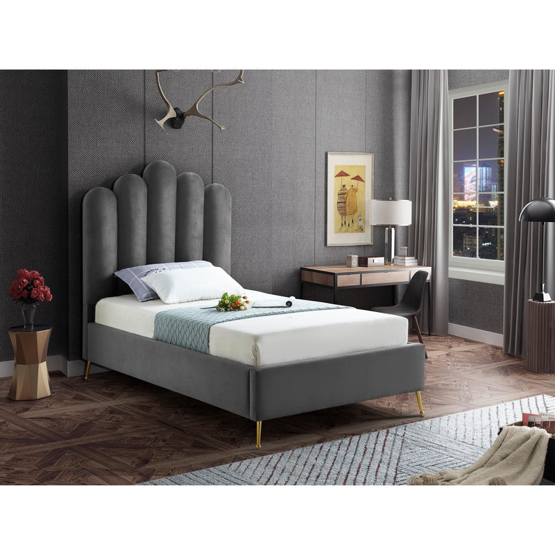 Meridian Lily Grey Velvet Twin Bed IMAGE 4