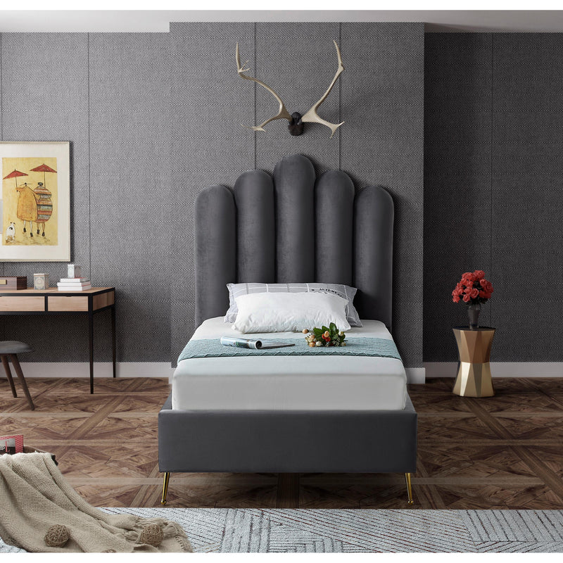 Meridian Lily Grey Velvet Twin Bed IMAGE 5