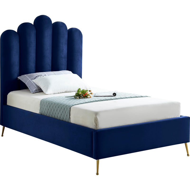 Meridian Lily Navy Velvet Twin Bed IMAGE 1