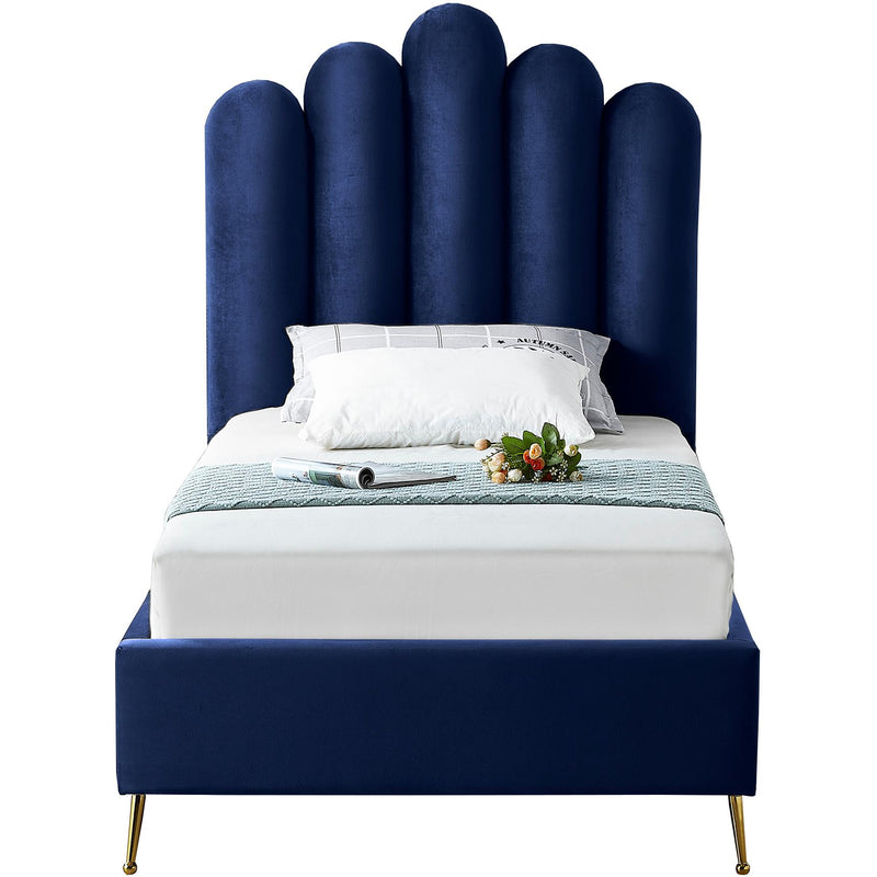 Meridian Lily Navy Velvet Twin Bed IMAGE 2