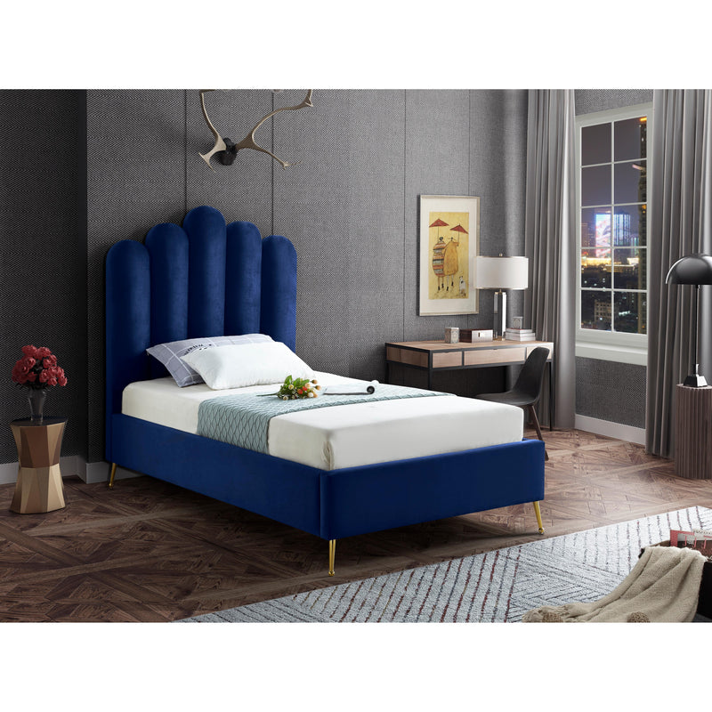 Meridian Lily Navy Velvet Twin Bed IMAGE 4