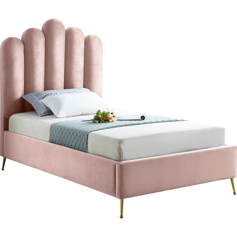 Meridian Lily Pink Velvet Twin Bed IMAGE 1