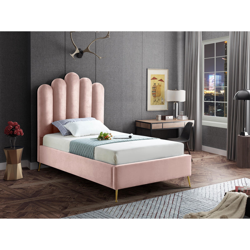 Meridian Lily Pink Velvet Twin Bed IMAGE 4