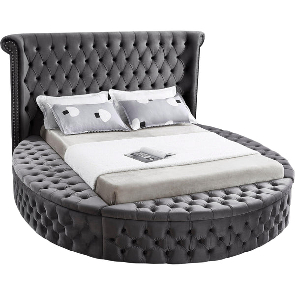 Meridian Luxus Grey Velvet Full Bed (3 Boxes) IMAGE 1