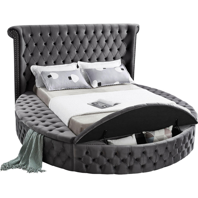 Meridian Luxus Grey Velvet Full Bed (3 Boxes) IMAGE 2