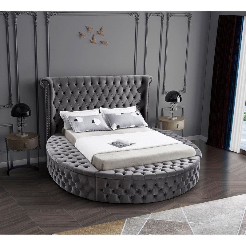 Meridian Luxus Grey Velvet Full Bed (3 Boxes) IMAGE 5