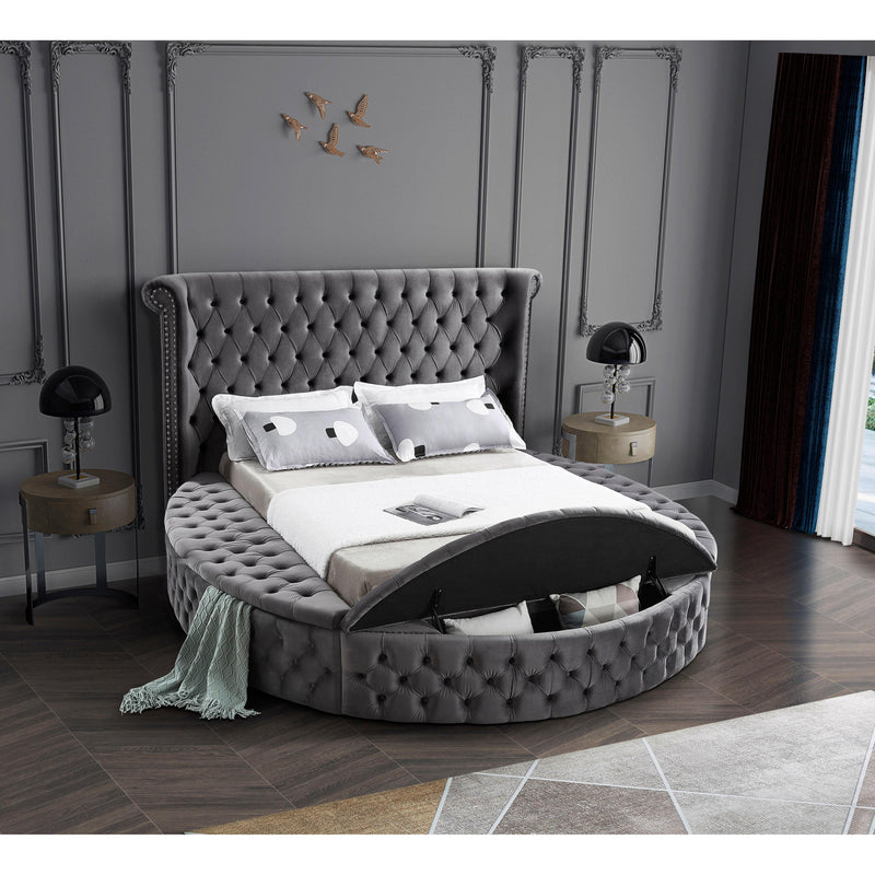 Meridian Luxus Grey Velvet Full Bed (3 Boxes) IMAGE 6