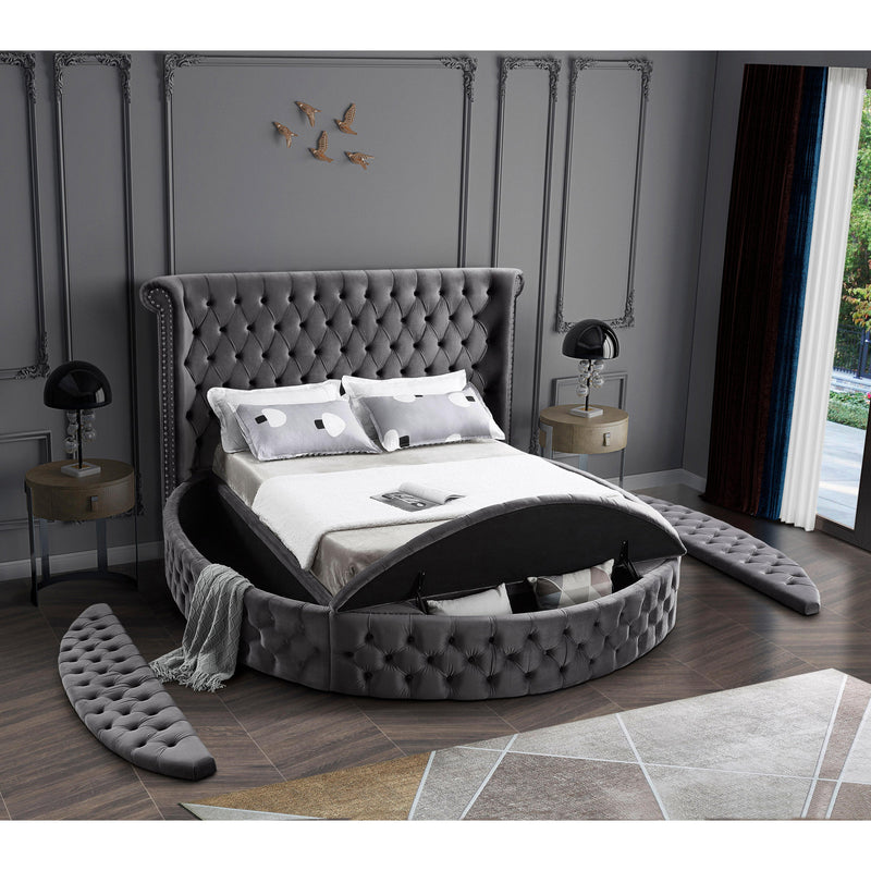 Meridian Luxus Grey Velvet Full Bed (3 Boxes) IMAGE 8