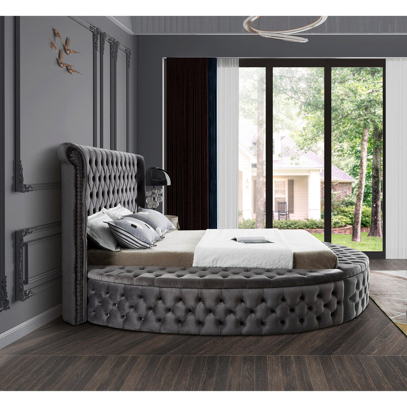 Meridian Luxus Grey Velvet Full Bed (3 Boxes) IMAGE 9