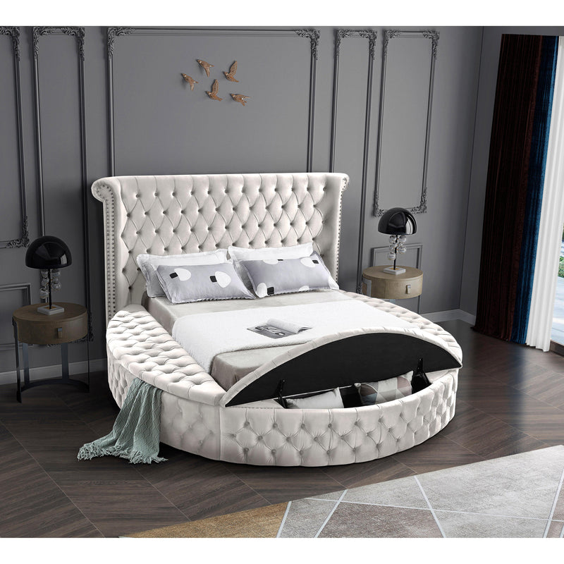 Meridian Luxus Cream Velvet King Bed (3 Boxes) IMAGE 6