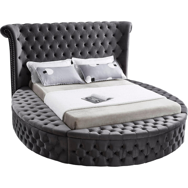 Meridian Luxus Grey Velvet King Bed (3 Boxes) IMAGE 1