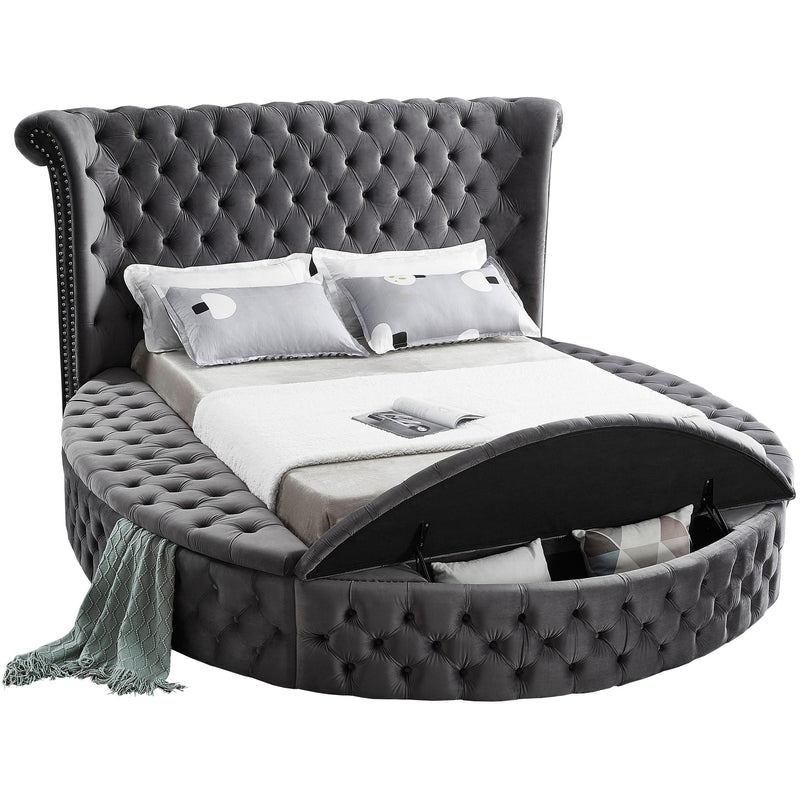 Meridian Luxus Grey Velvet King Bed (3 Boxes) IMAGE 2