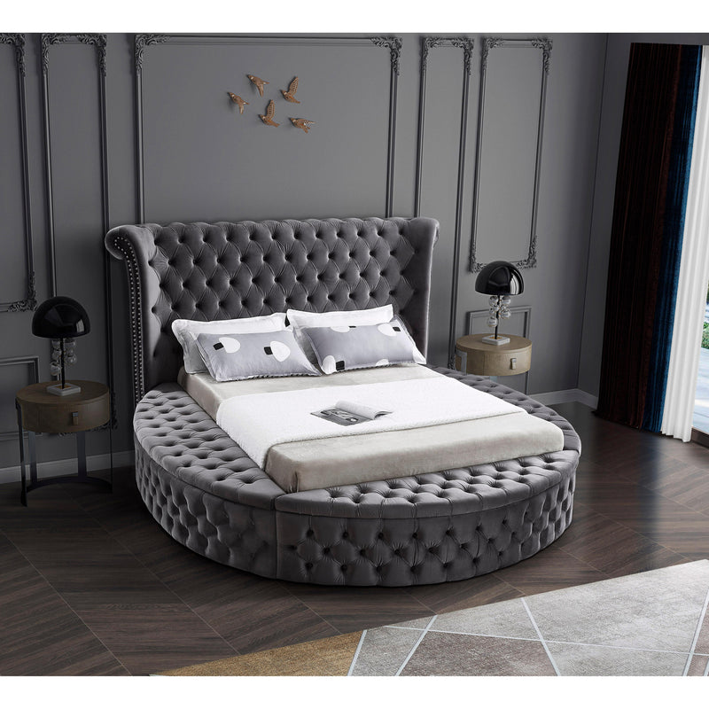 Meridian Luxus Grey Velvet King Bed (3 Boxes) IMAGE 5