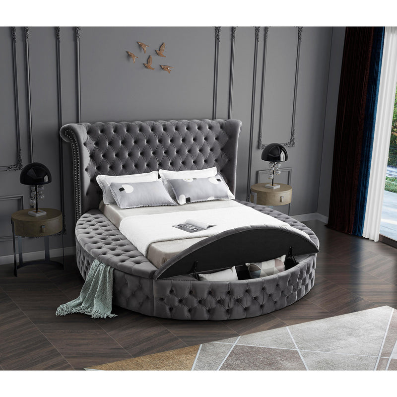 Meridian Luxus Grey Velvet King Bed (3 Boxes) IMAGE 6