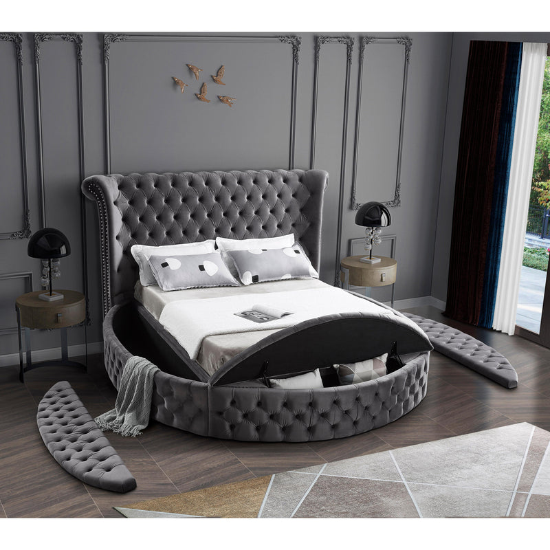 Meridian Luxus Grey Velvet King Bed (3 Boxes) IMAGE 8