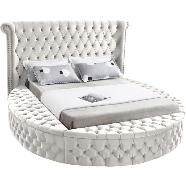 Meridian Luxus Cream Velvet Queen Bed (3 Boxes) IMAGE 1