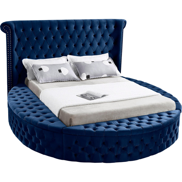 Meridian Luxus Navy Velvet Queen Bed (3 Boxes) IMAGE 1