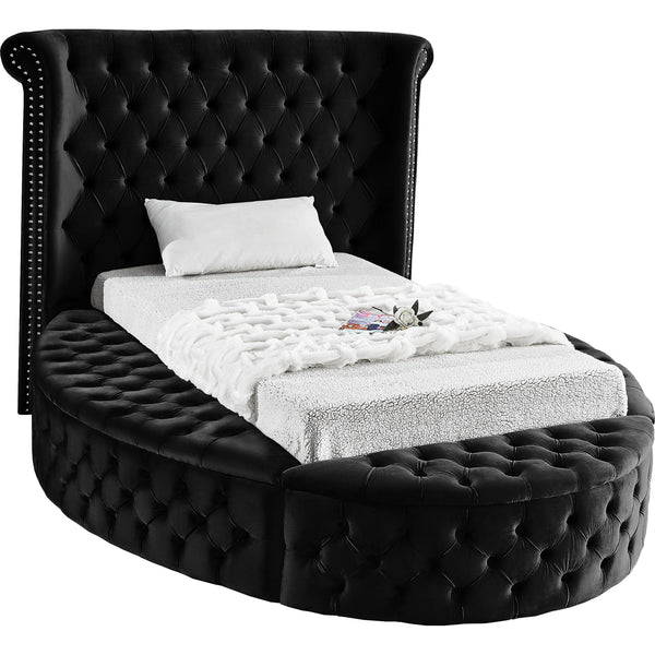 Meridian Luxus Black Velvet Twin Bed (3 Boxes) IMAGE 1