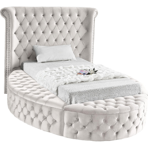 Meridian Luxus Cream Velvet Twin Bed (3 Boxes) IMAGE 1