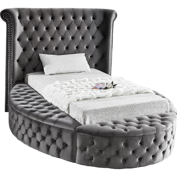 Meridian Luxus Grey Velvet Twin Bed (3 Boxes) IMAGE 1