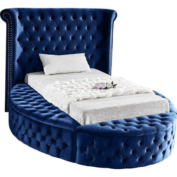 Meridian Luxus Navy Velvet Twin Bed (3 Boxes) IMAGE 1