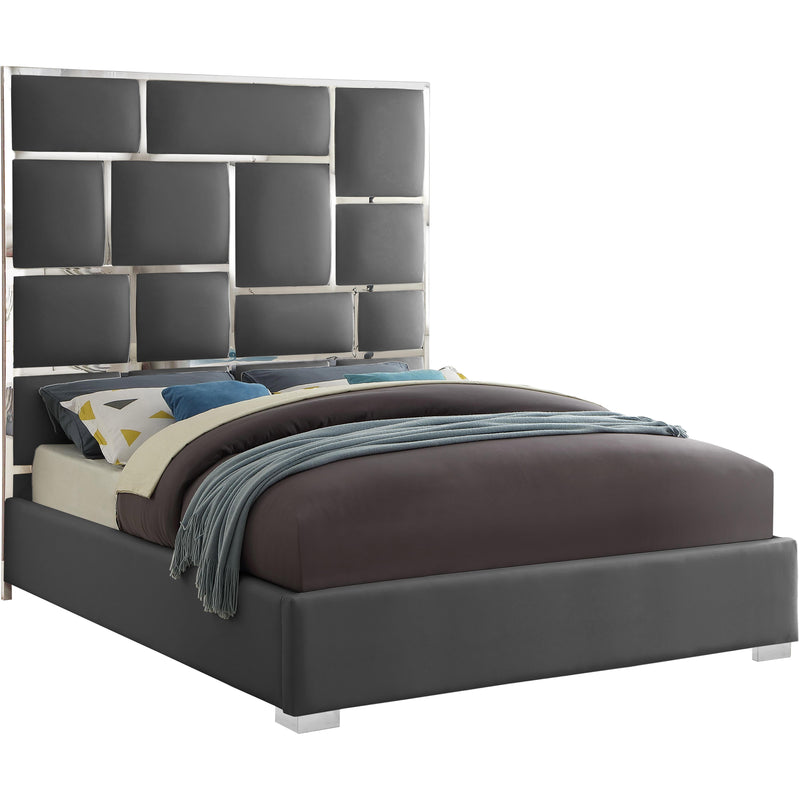 Meridian Milan Grey Vegan Leather King Bed IMAGE 1