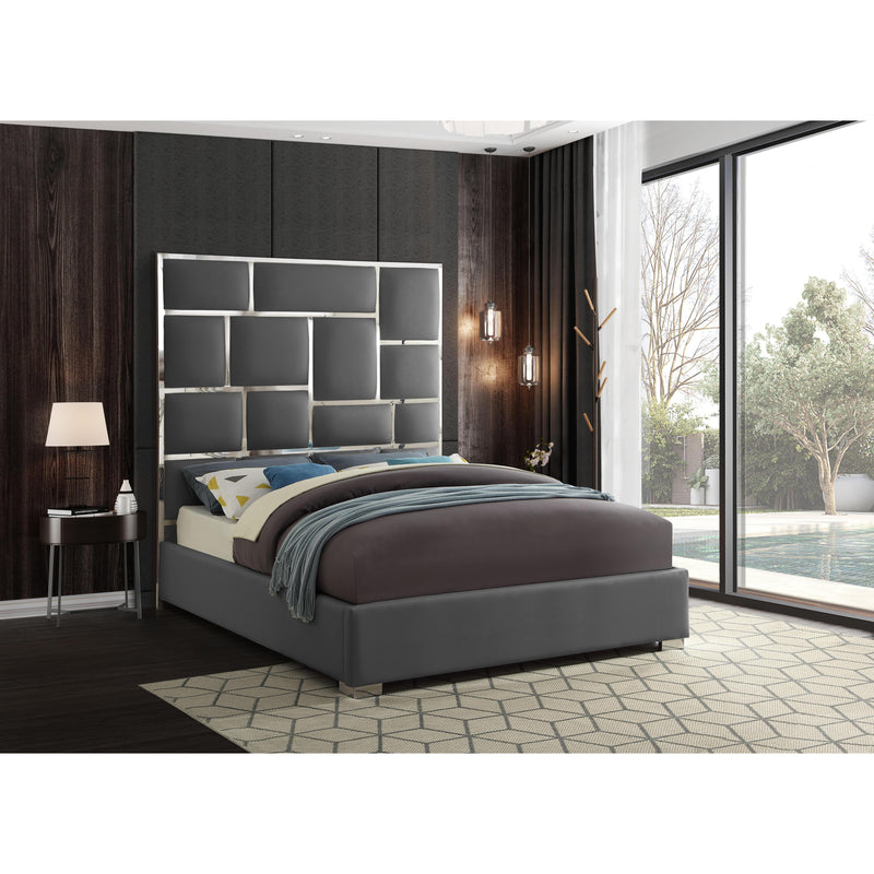 Meridian Milan Grey Vegan Leather King Bed IMAGE 4