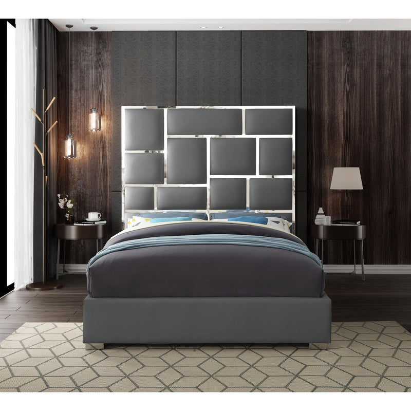 Meridian Milan Grey Vegan Leather King Bed IMAGE 5