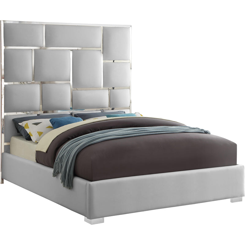 Meridian Milan White Vegan Leather King Bed IMAGE 1