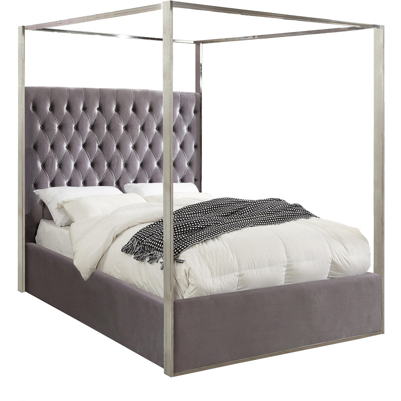 Meridian Porter Grey Velvet King Bed IMAGE 1