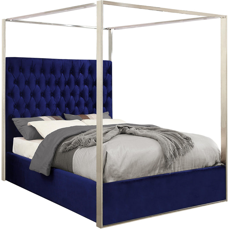 Meridian Porter Navy Velvet King Bed IMAGE 1