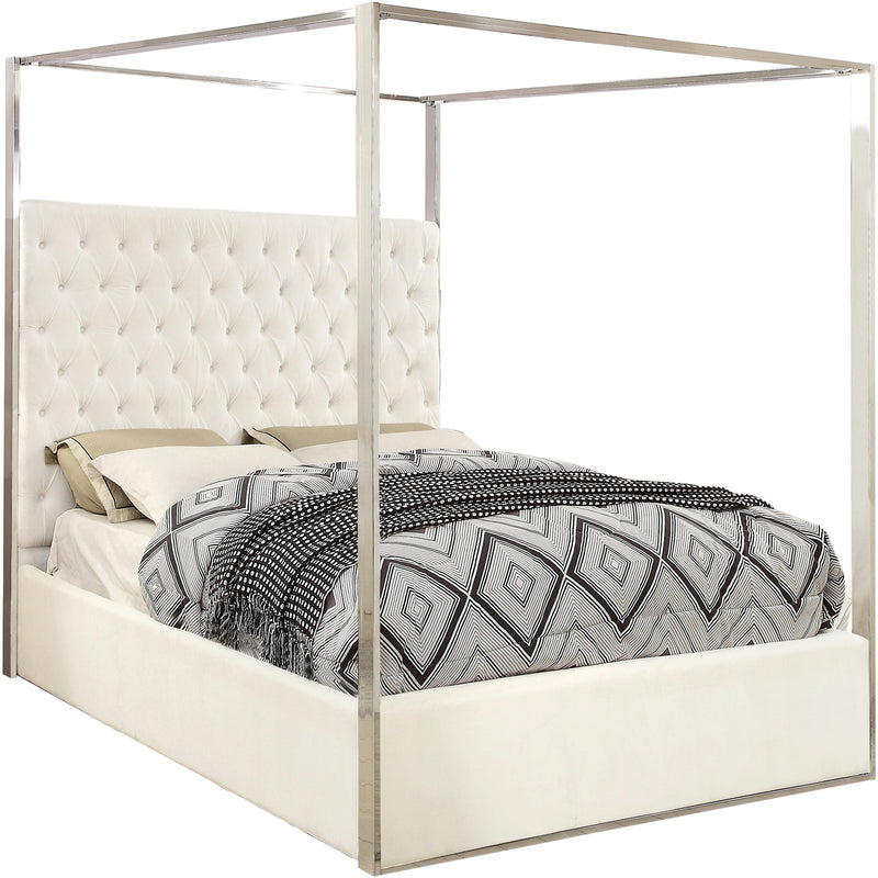 Meridian Porter White Velvet King Bed IMAGE 1