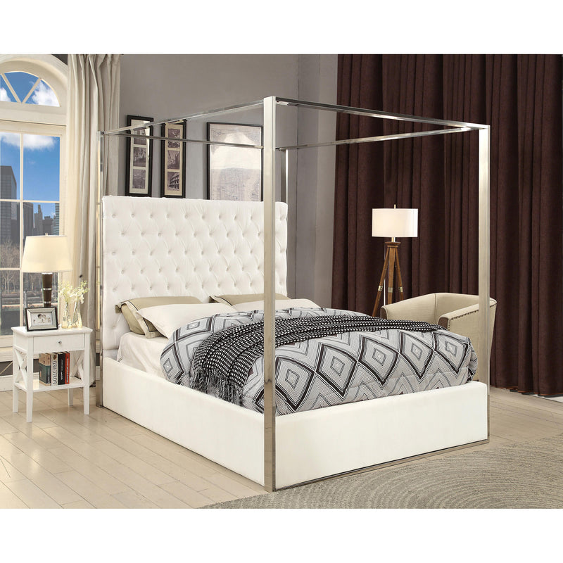 Meridian Porter White Velvet King Bed IMAGE 2