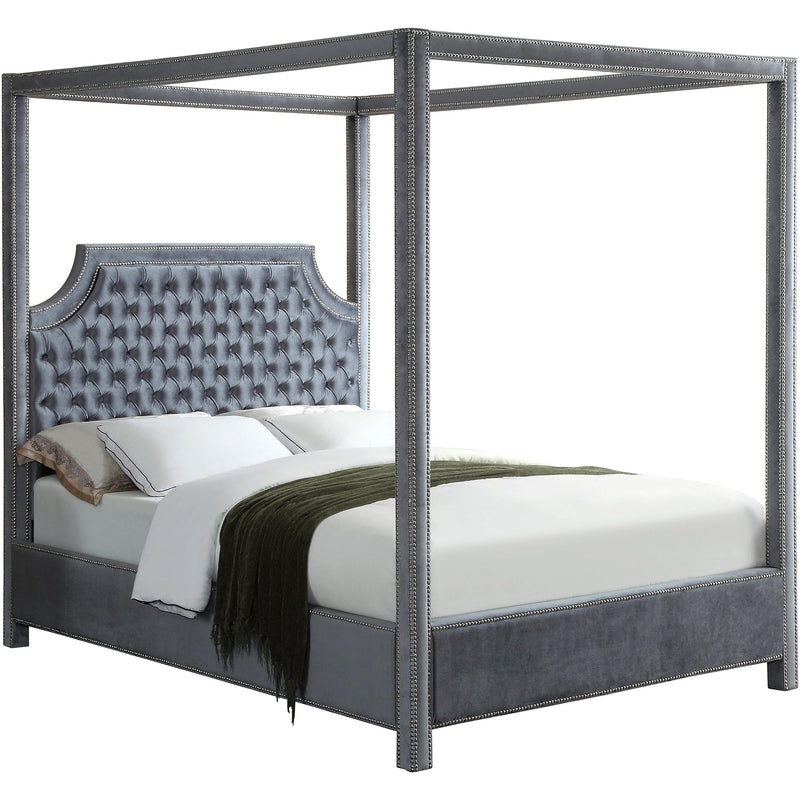 Meridian Rowan Grey Velvet King Bed (3 Boxes) IMAGE 1